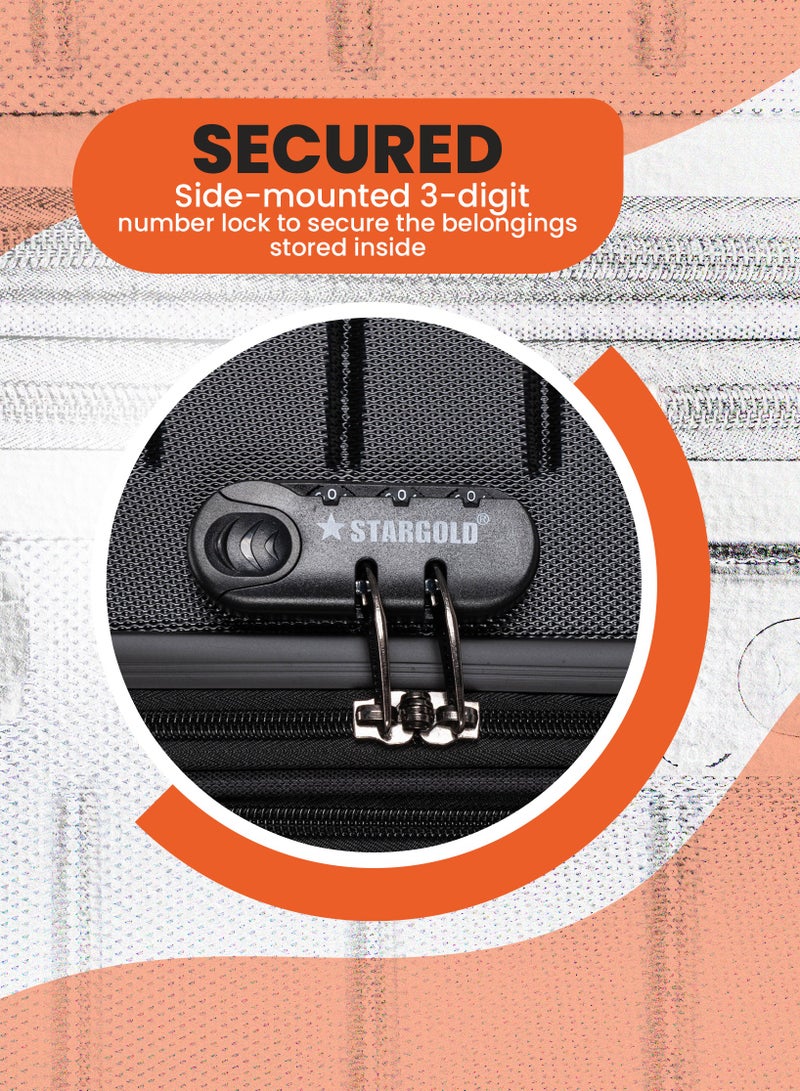 ستارجولد 4 عبوات من عربة أمتعة مقفلة ذات رقم دوار للجانب الصلب - Image 3