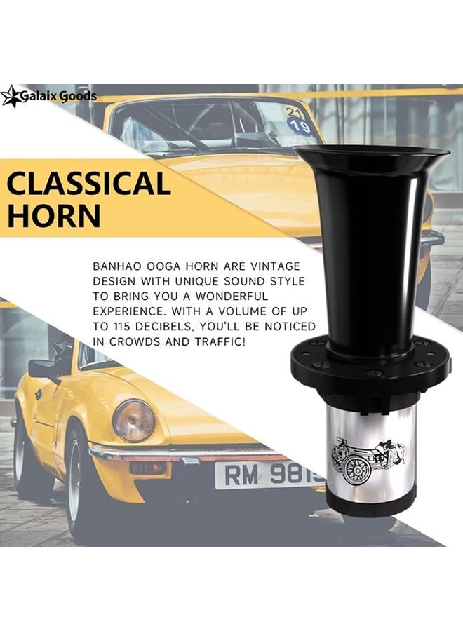 Vintage Car Horn 12V 110dB OOGA Ahooga Black Silver Zinc Alloy Universal Fit - Image 4