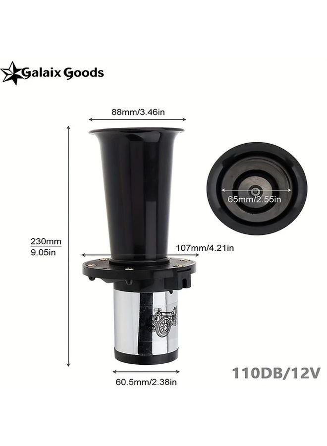 Vintage Car Horn 12V 110dB OOGA Ahooga Black Silver Zinc Alloy Universal Fit - Image 3