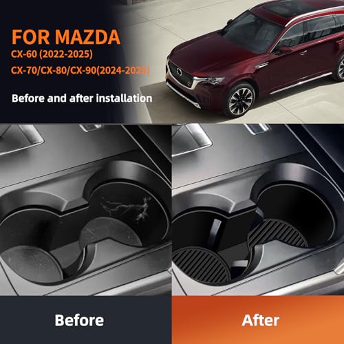 FDAIUN Center Console Cup Holder Protector Mats for 2024-2025 Mazda CX-90 CX-60 Silicone Automotive Interior Accessories - Image 2