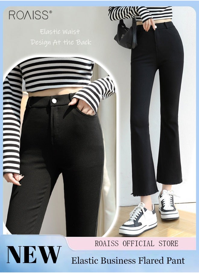 Women'S High Waisted Flared Pants Summer Fashion Lightweight Blazer Pants Elastic Waistband Zippered Open And Close Cropped Pants - pzsku/Z643D9CC183F276FC2364Z/45/_/1701776836/e036e82a-9647-4652-9d59-3d8d9152993e