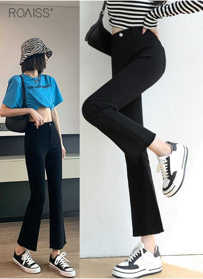 Women'S High Waisted Flared Pants Summer Fashion Lightweight Blazer Pants Elastic Waistband Zippered Open And Close Cropped Pants - pzsku/Z643D9CC183F276FC2364Z/45/_/1701776837/522ff931-3be5-4220-b743-fcdfc9e96ca4