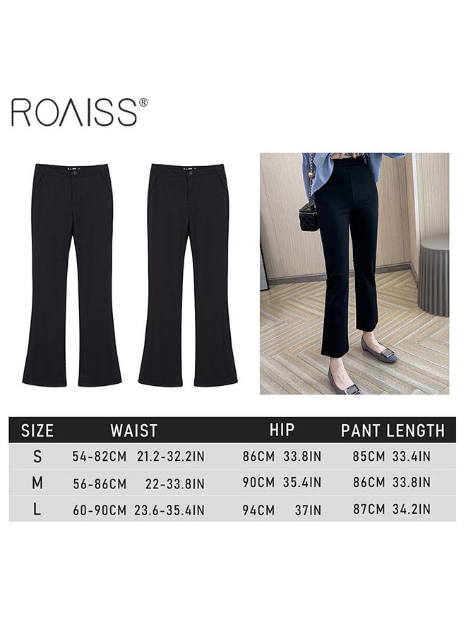 Women'S High Waisted Flared Pants Summer Fashion Lightweight Blazer Pants Elastic Waistband Zippered Open And Close Cropped Pants - pzsku/Z643D9CC183F276FC2364Z/45/_/1701776839/b5d44ec3-1b86-4eb8-b307-e3cd33376ece