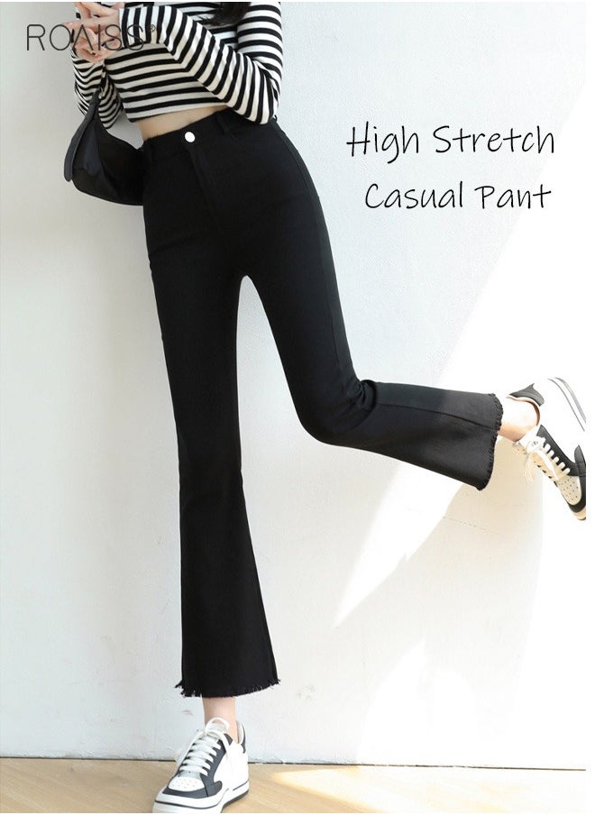 Women'S High Waisted Flared Pants Summer Fashion Lightweight Blazer Pants Elastic Waistband Zippered Open And Close Cropped Pants - pzsku/Z643D9CC183F276FC2364Z/45/_/1701776840/b4d64a1b-e61e-4baa-b59c-fcf7cfe48e3e