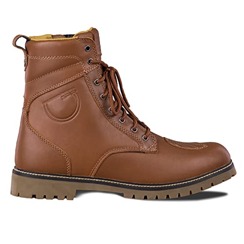 SHIMA Thomson Motorcycle Riding Boots Men Ventilated Leather Vintage Street Side Zipper Sport Touring Shoe Moto Footwear Bikers Powersports Approved Summer Lightweight (Mens, Brown, US 10) - Image 3