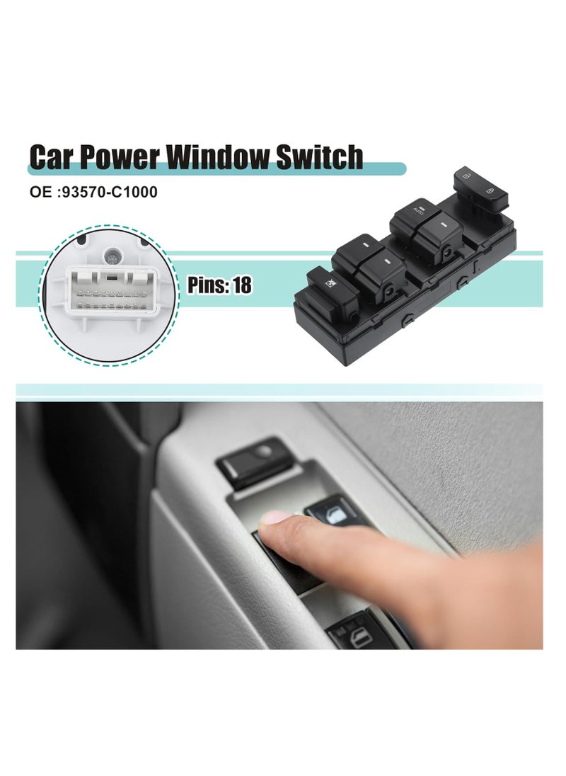 Generic - Window Switch for Hyundai for Sonata 2015 2016 2017 2018 2019 93570-C1000 LHD Electric Window Control Switch Button Power Window Master Control Switch Button - Image 1