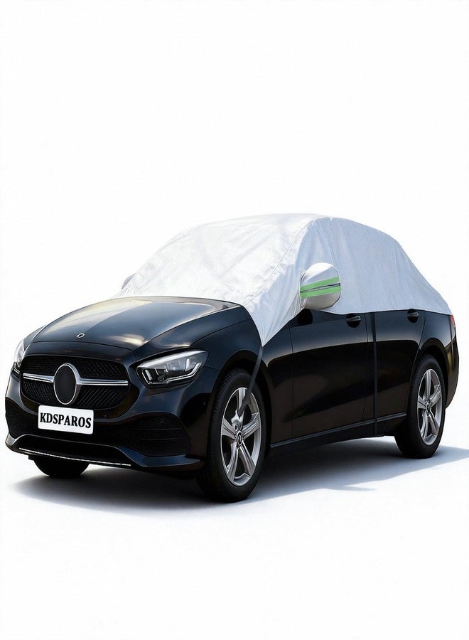 KDSPAROS Half Car Cover for Windshield Ice & Snow - Windshield Snow Cover with Hail Protector, All-Weather Car Cover Fit for Cars & SUVs with Reflective Straps (Sedan) - Image 1