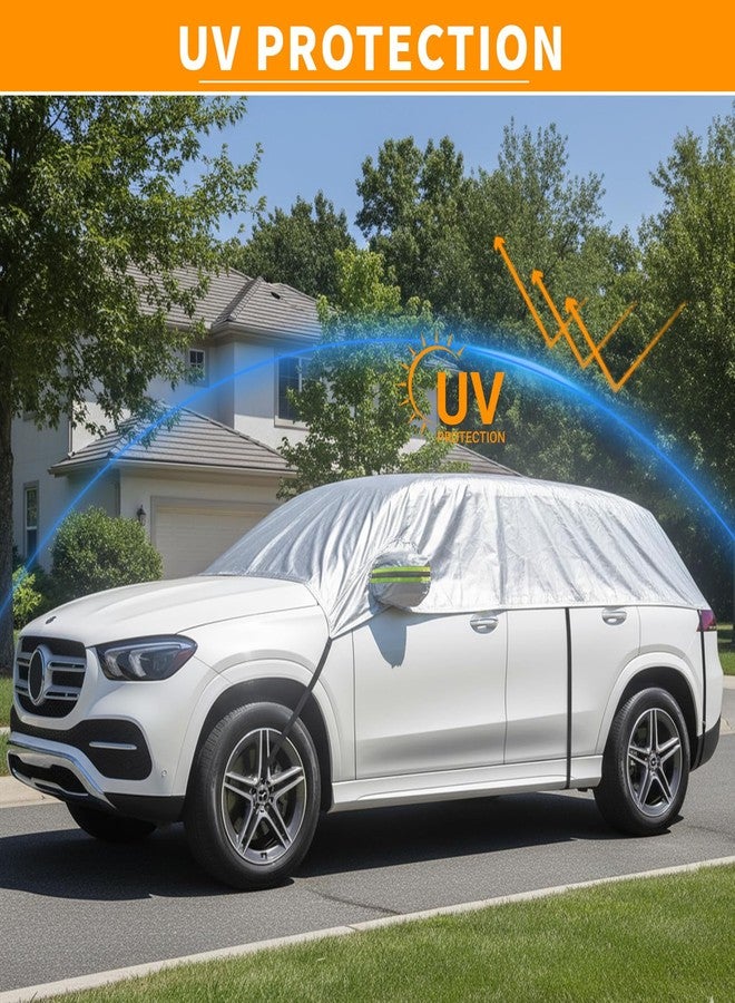 KDSPAROS Half Car Cover for Windshield Ice & Snow - Windshield Snow Cover with Hail Protector, All-Weather Car Cover Fit for Cars & SUVs with Reflective Straps (Sedan) - Image 3