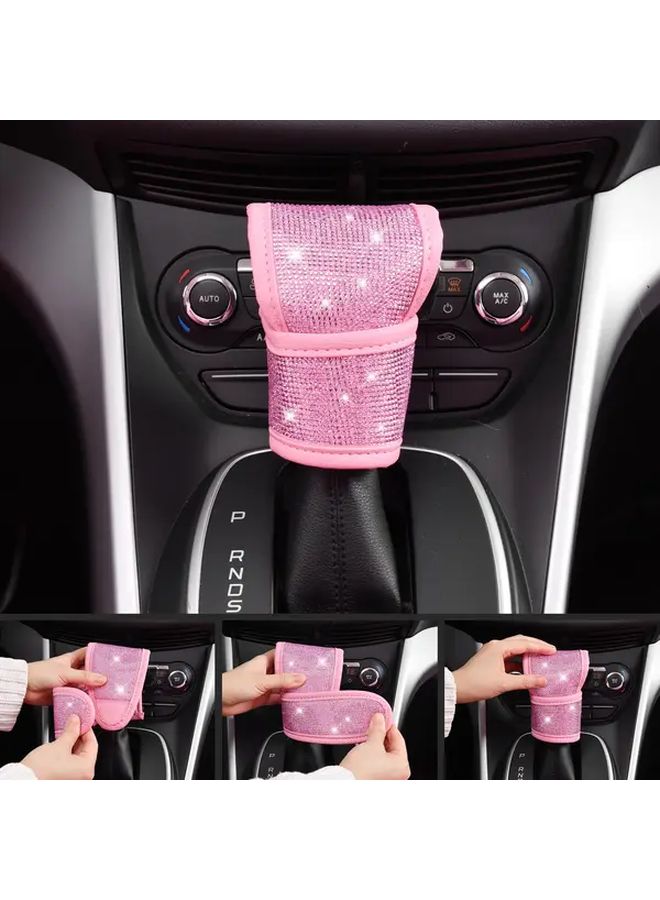 Pink Rhinestone Car Accessory Kit 11pcs Steering Wheel Cover Seat Belt Cushions - Image 5