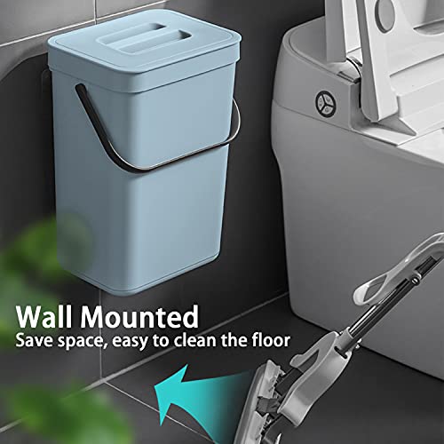 stonespace Compost Bin Kitchen, Under Sink Compost Bin Indoor Sealed, 3.2 Gallon/12L Compost Bucket for Kitchen, Wall Mounted Trash Can，Small Trash Can with Lid，1 Pack Blue - Image 5