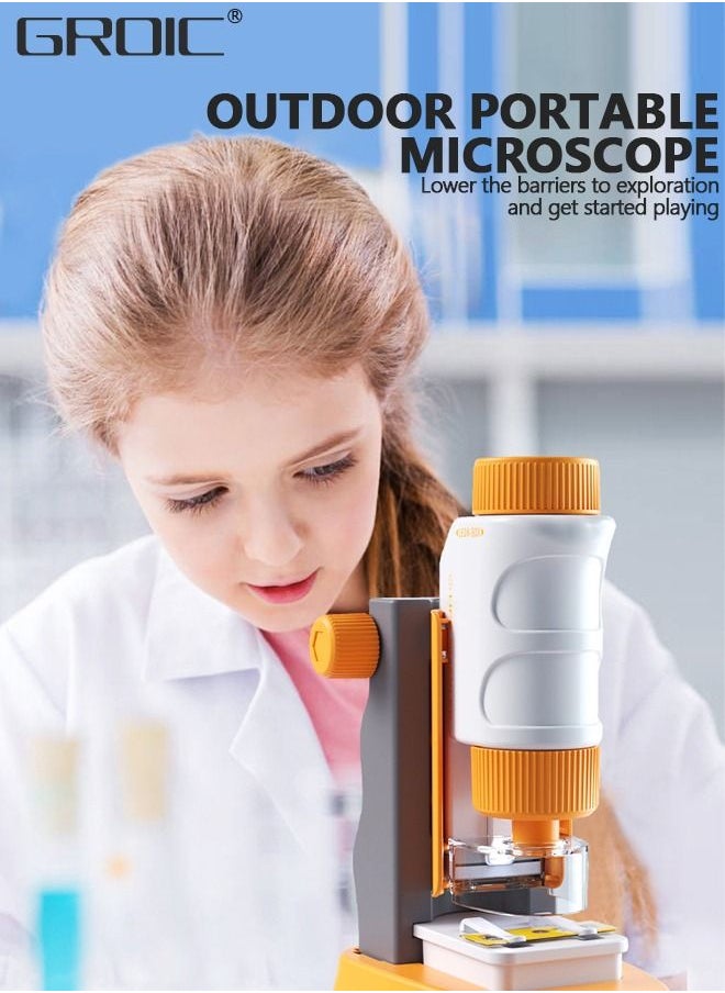 GROIC - Pocket Microscope for Kids Science Microscope Kits Little World Science Kits Beginner Handheld Microscope Kit with LED 80-160x Magnification Kids Educational Toy Preschool Science Toy - Image 1