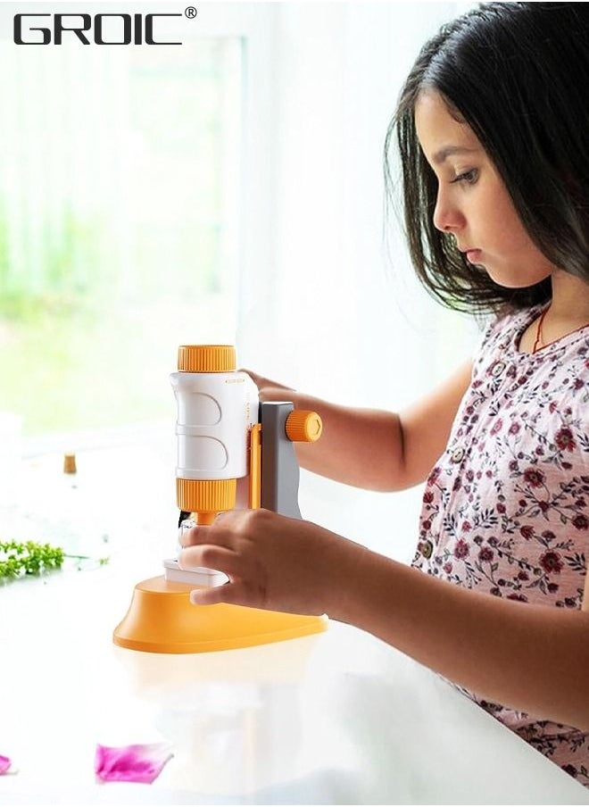 GROIC - Pocket Microscope for Kids Science Microscope Kits Little World Science Kits Beginner Handheld Microscope Kit with LED 80-160x Magnification Kids Educational Toy Preschool Science Toy - Image 1