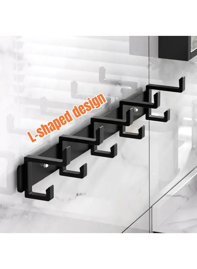 4 خطاف رف معاطف وقبعات أسود مثبت على الحائط منظف لتوفير المساحة للمدخل - Image 3