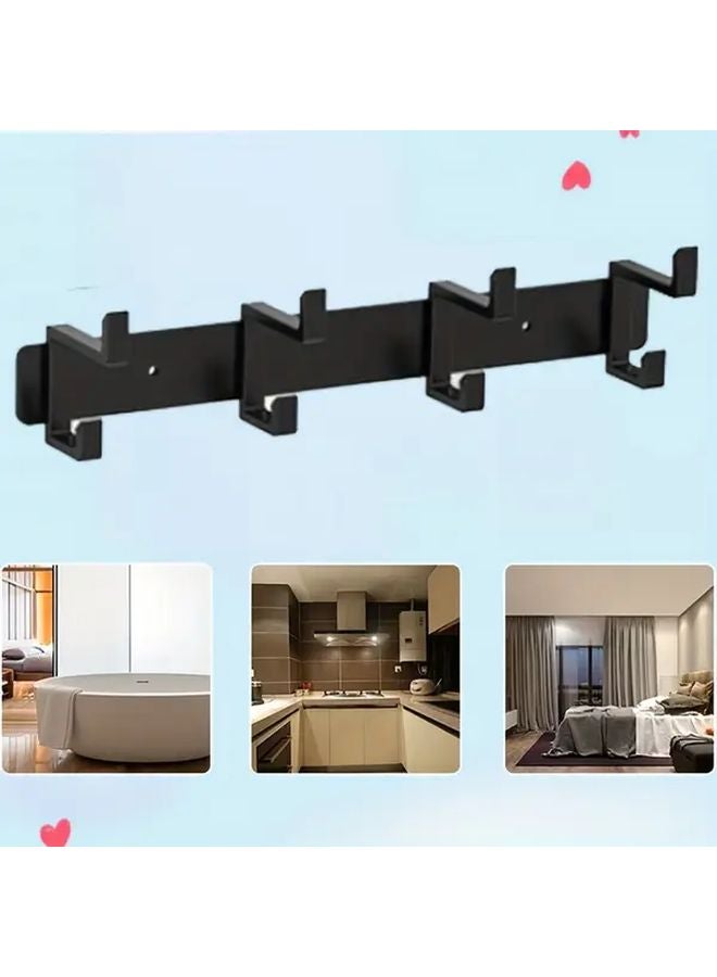 4 خطاف رف معاطف وقبعات أسود مثبت على الحائط منظف لتوفير المساحة للمدخل - Image 1