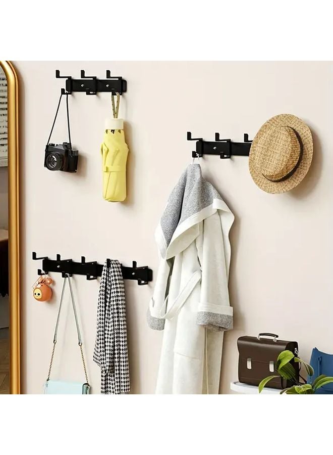 4 خطاف رف معاطف وقبعات أسود مثبت على الحائط منظف لتوفير المساحة للمدخل - Image 2