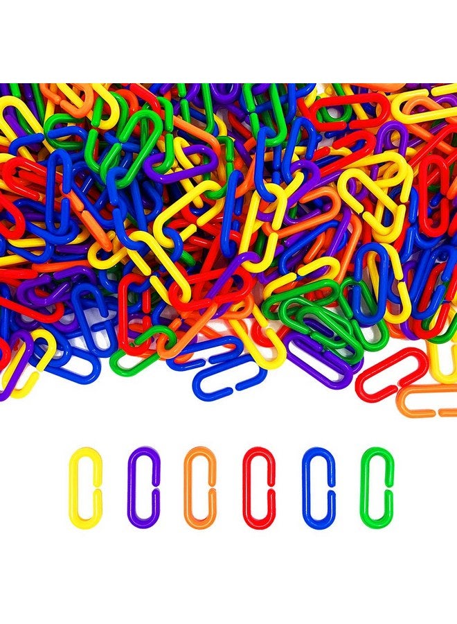 JIALEEY 600 Piece Plastic C-Clips Hooks Chain Links Rainbow C-Links Children's Learning Toys Small Pet Rat Parrot Bird Toy Cage - Image 4