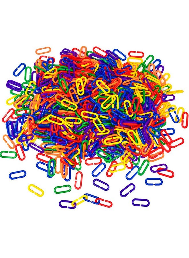 JIALEEY 600 Piece Plastic C-Clips Hooks Chain Links Rainbow C-Links Children's Learning Toys Small Pet Rat Parrot Bird Toy Cage - Image 1