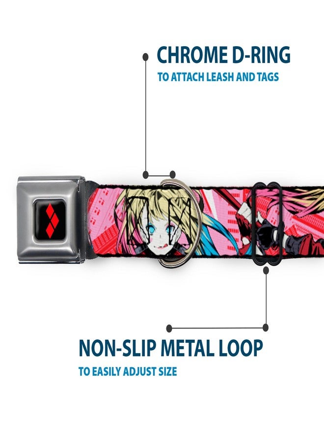 Buckle Down DC Comics Pet Collar, Dog Collar Metal Seatbelt Buckle, Harley Quinn Puddin Poses Anime Graphics Pink Red, 15 to 24 Inches 1.0 Inch Wide - Image 5