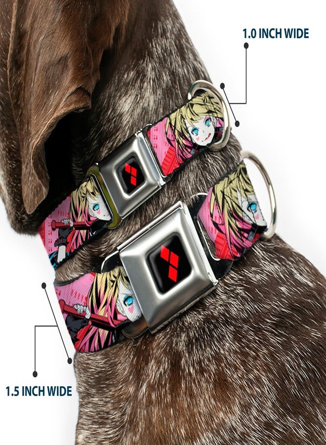 Buckle Down DC Comics Pet Collar, Dog Collar Metal Seatbelt Buckle, Harley Quinn Puddin Poses Anime Graphics Pink Red, 15 to 24 Inches 1.0 Inch Wide - Image 2