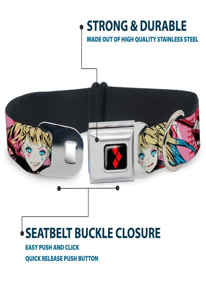 Buckle Down DC Comics Pet Collar, Dog Collar Metal Seatbelt Buckle, Harley Quinn Puddin Poses Anime Graphics Pink Red, 15 to 24 Inches 1.0 Inch Wide - Image 4
