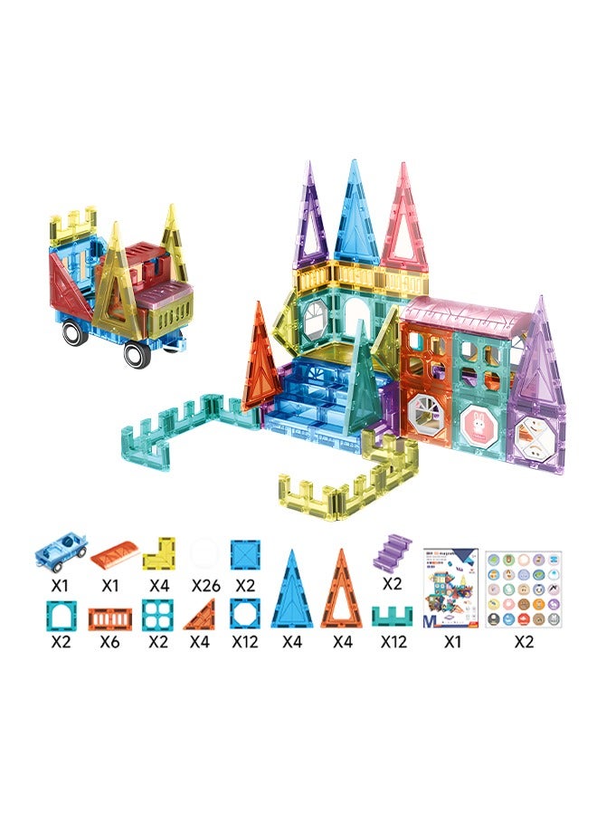 82pcs Magnetic Building Blocks Set, DIY Creative Magnetic Building Tiles with Stickers, Fun and Safe for Preschool and Kindergarten Learning - Image 1