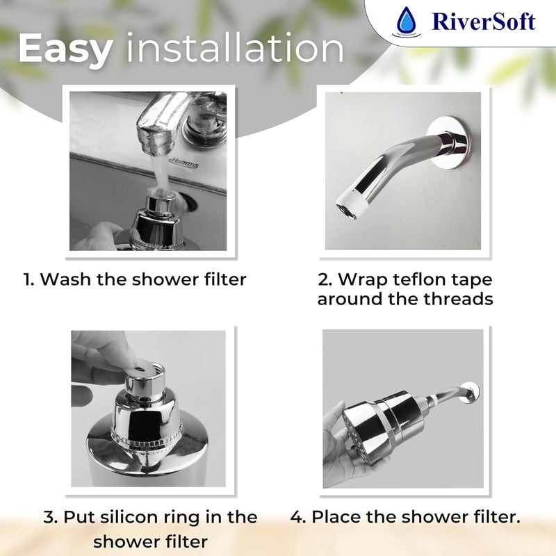 RiverSoft DIVA05 shower filter for hard water tap filter shower arm Combo 5 Mode Spray Setting Water Softener for Bathroom Water saving mist mode Chrome Pack of 1 - Image 5