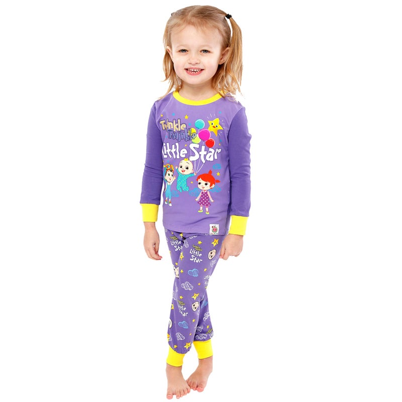 CoComelon Pajamas | JJ And YoYo Girls Pajamas | Girls’ Pajama Sets | Winter PJs Purple 4 - Image 2