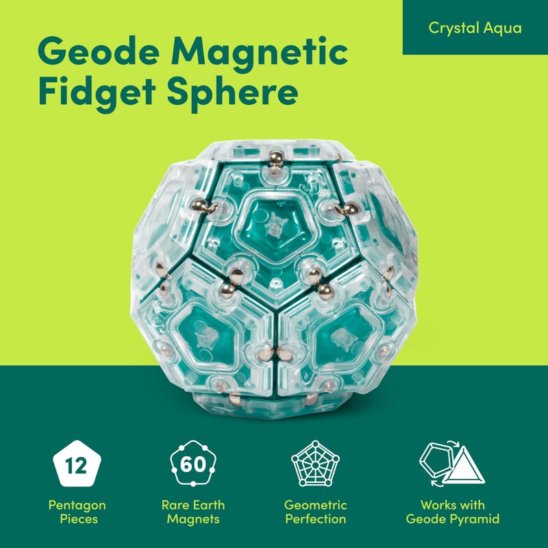 Speks Geode Sphere Magnetic Fidget Toy for Adults & Teens 14+ | Sensory Gadget for Stress Relief and Anxiety, Office Desk Toy Present, Christmas Gift, Holiday Stocking Stuffer | Aqua, 12-Piece Set - Image 2
