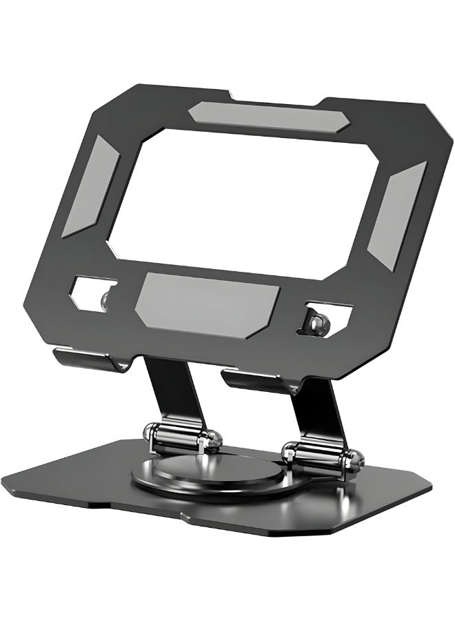 Premium Adjustable Aluminum Phone & Tablet Stand with 360° Rotating Base – Anti-Slip Stable Desk Holder – Compatible with 4–16 Inch Devices – Black - Image 1