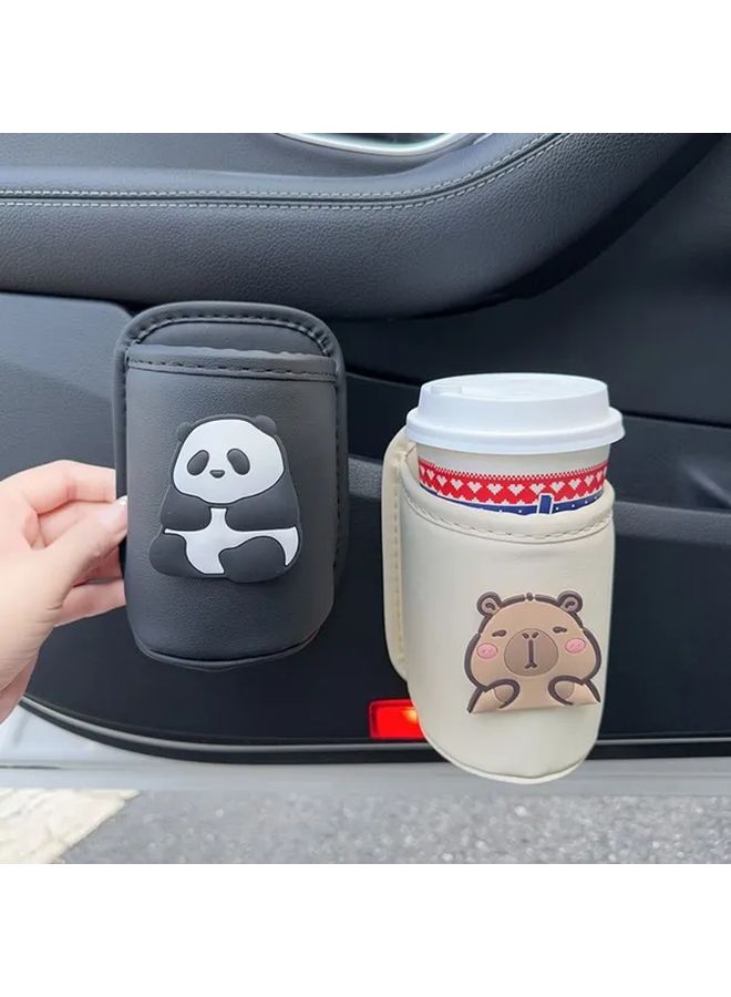 Universal PU Leather Car Cup Holder, Beverage Rack Stand Style D - Image 1