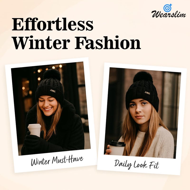 Wearslim قبعات صوف دافئة، قبعة رأس مع دفاية رقبة مجموعة قبعات وشالات شتوية للرجال والنساء - Image 3