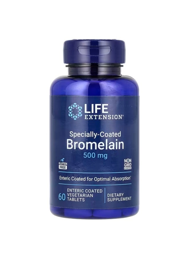 لايف إكستنشن، بروميلين مغلف خصيصاً، 60 قرص نباتي مغلف معوياً