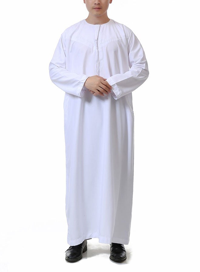 Men's Muslim Dress Long Sleeve Thobes Middle East Saudi Arab Clothing Abaya Dress Dubai Robes National costume Round Collar(M) - Image 2