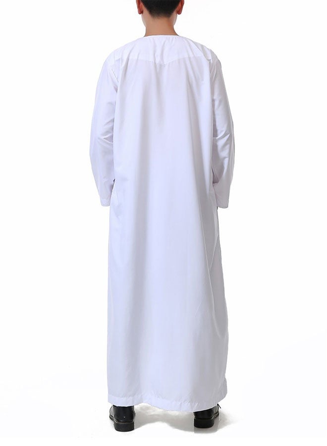 Men's Muslim Dress Long Sleeve Thobes Middle East Saudi Arab Clothing Abaya Dress Dubai Robes National costume Round Collar(M) - Image 5