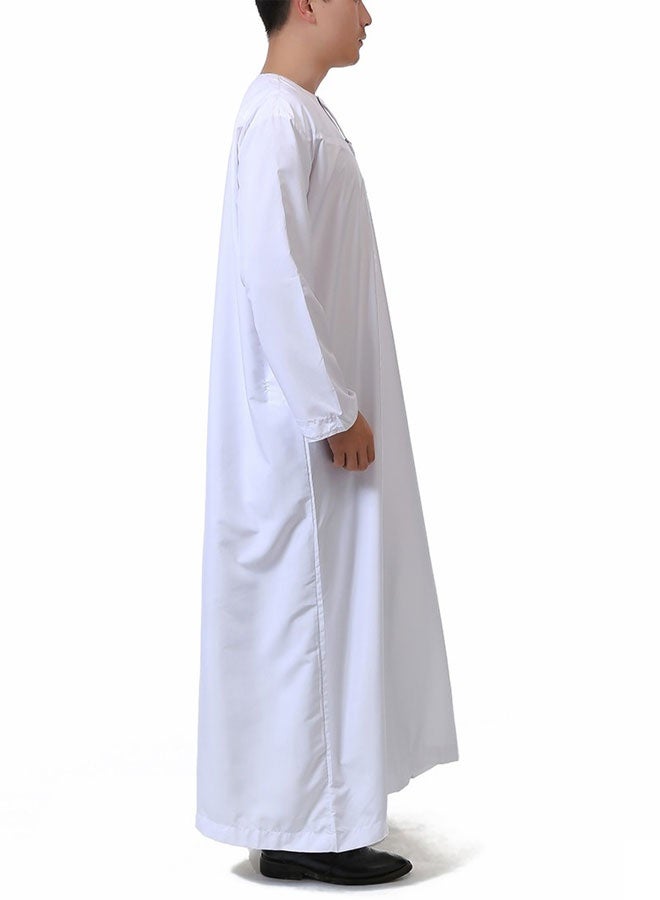 Men's Muslim Dress Long Sleeve Thobes Middle East Saudi Arab Clothing Abaya Dress Dubai Robes National costume Round Collar(M) - Image 4