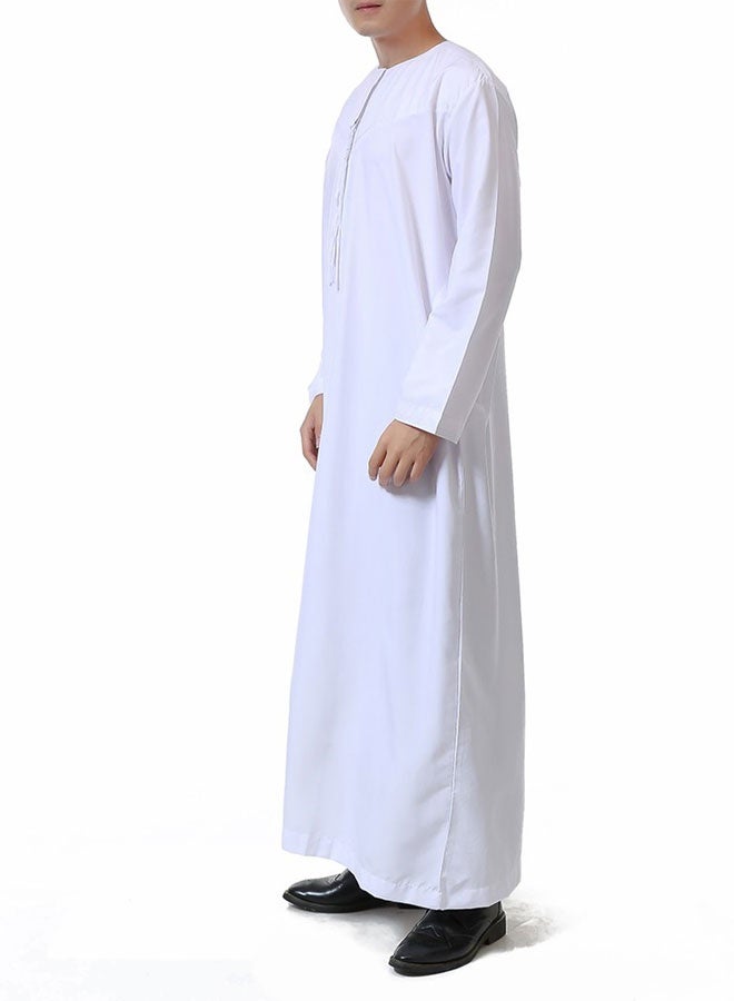 Men's Muslim Dress Long Sleeve Thobes Middle East Saudi Arab Clothing Abaya Dress Dubai Robes National costume Round Collar(M) - Image 3