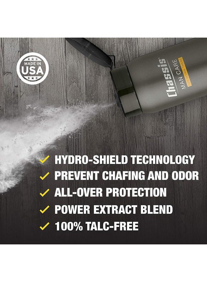 chassis Premium Body Powder for Men, Whole Body Deodorant, Odor-Absorbent, Talc-Free Anti-Chafing Powder for Groin & Sensitive Skin, Friction Defense & Odor Control, Original Fresh Scent - Image 2