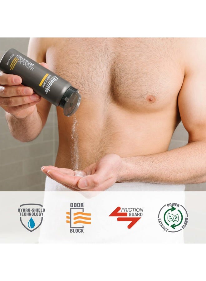 chassis Premium Body Powder for Men, Whole Body Deodorant, Odor-Absorbent, Talc-Free Anti-Chafing Powder for Groin & Sensitive Skin, Friction Defense & Odor Control, Original Fresh Scent - Image 3