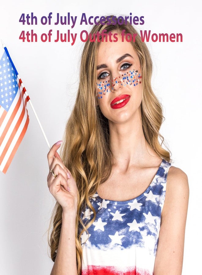 Mysense Red White and Blue Face Hair Body Glitter Stick with Star Sequins,4th of July Outfits for Women Kids,Patriotic USA Accessories for Independence Day Memorial Day 250 Anniversary - Image 4