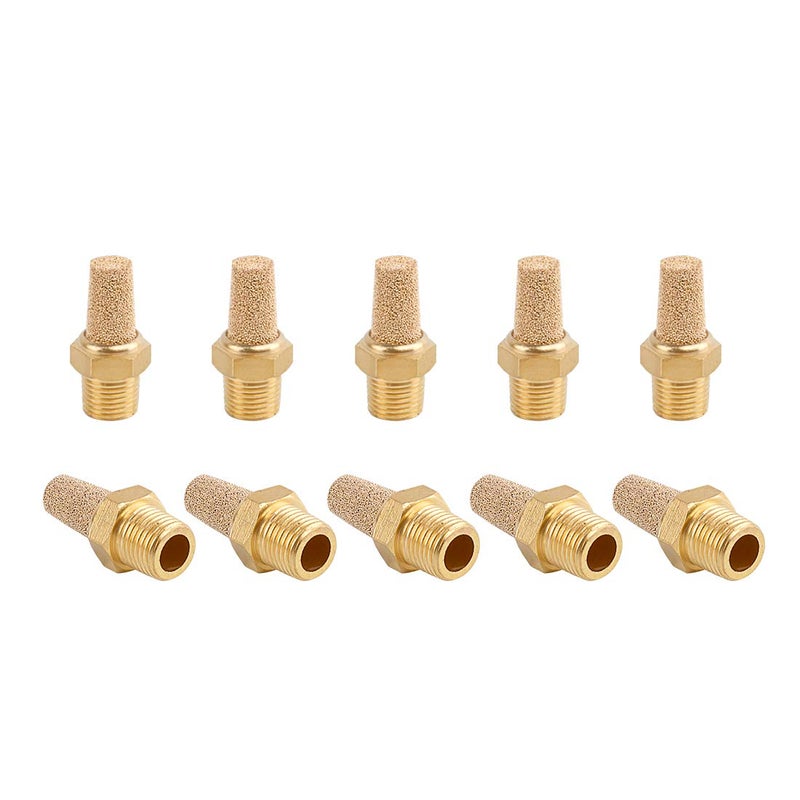 SNS PSTN01 Male Thread 18 NPT Brass Pneumatic Exhaust Muffler Silencer 10 PCS Per Pack