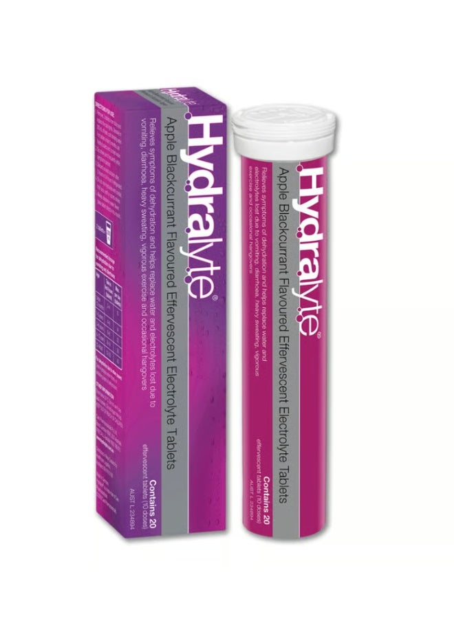 Hydralyte Effervescent Electrolyte Tablet Apple Blackcurrant Flavoured 20 Servings - Image 1