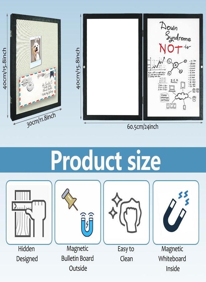 Umtiti Magnetic Dry Erase Hidden Whiteboard with Black Wooden Frame, Gray Fabric Bulletin Board Exterior and Whiteboard Interior, 11.8x15.7inch (30x40cm) - Image 2