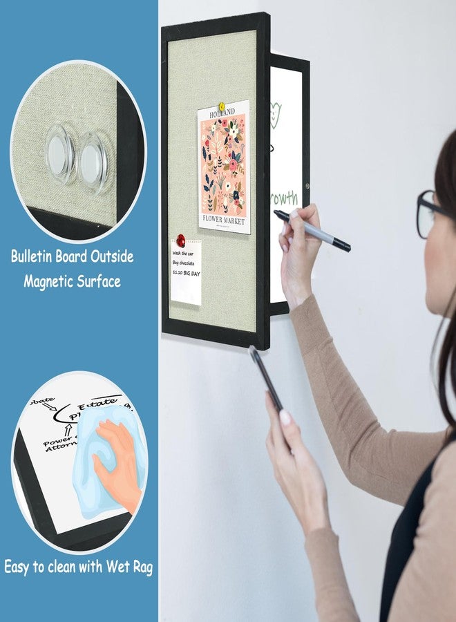 Umtiti Magnetic Dry Erase Hidden Whiteboard with Black Wooden Frame, Gray Fabric Bulletin Board Exterior and Whiteboard Interior, 11.8x15.7inch (30x40cm) - Image 5