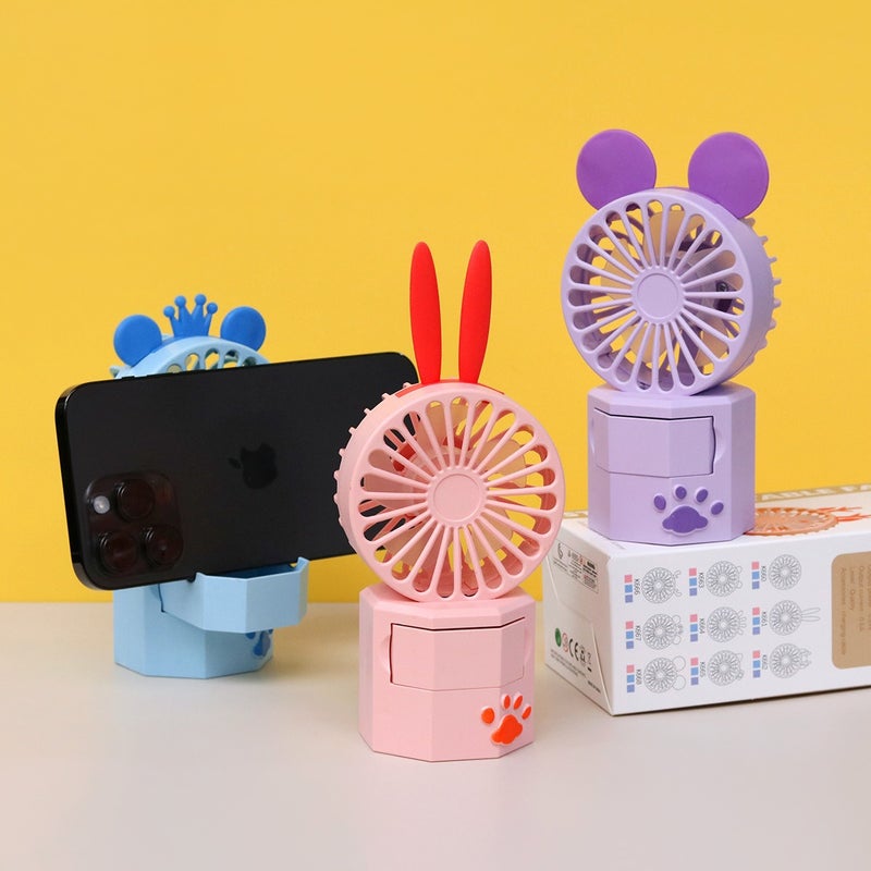 New Candy Color Mini Fan Cute Pet Drawer Desktop Small Fan Usb Charging Portable Children Gift Fan - Image 3