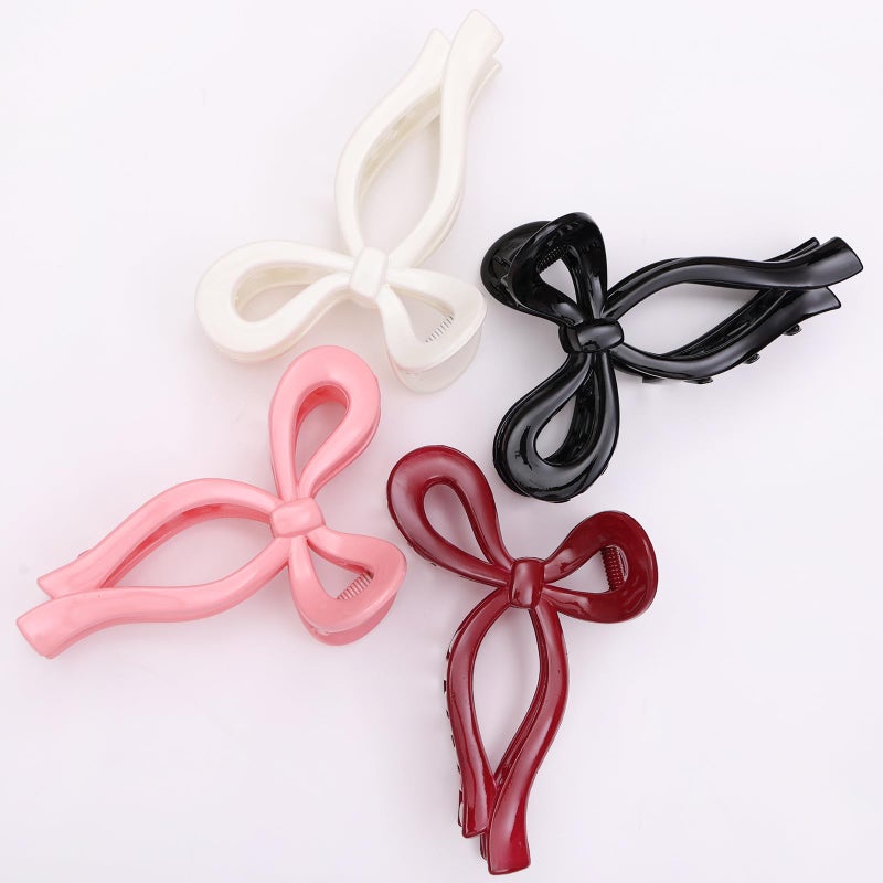 PWEOUKE 4 Pcs Bow Hair Clips Elegant Hair Claw Butterfly Hair Accessories for Girls Nonslip Butterfly Clips Hair Styling Accessories for Women - Image 2