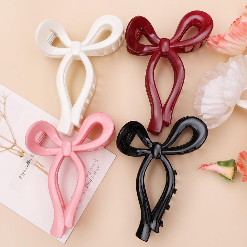 PWEOUKE 4 Pcs Bow Hair Clips Elegant Hair Claw Butterfly Hair Accessories for Girls Nonslip Butterfly Clips Hair Styling Accessories for Women - Image 1