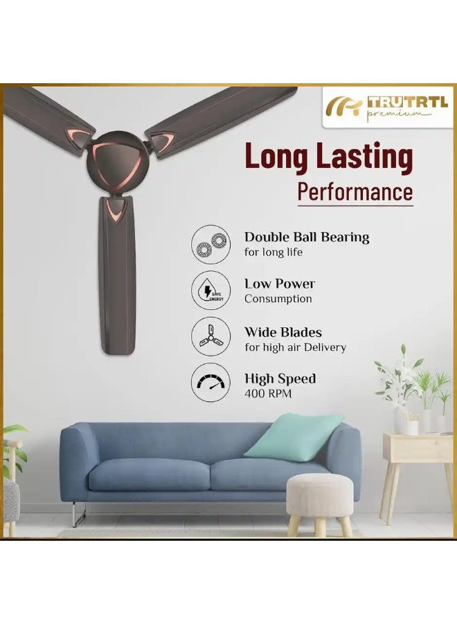 truTRTL Premium Ultra Ceiling Fan, 1200mm/48 inch, High-Speed, Energy Saving, Copper Brown - Image 3