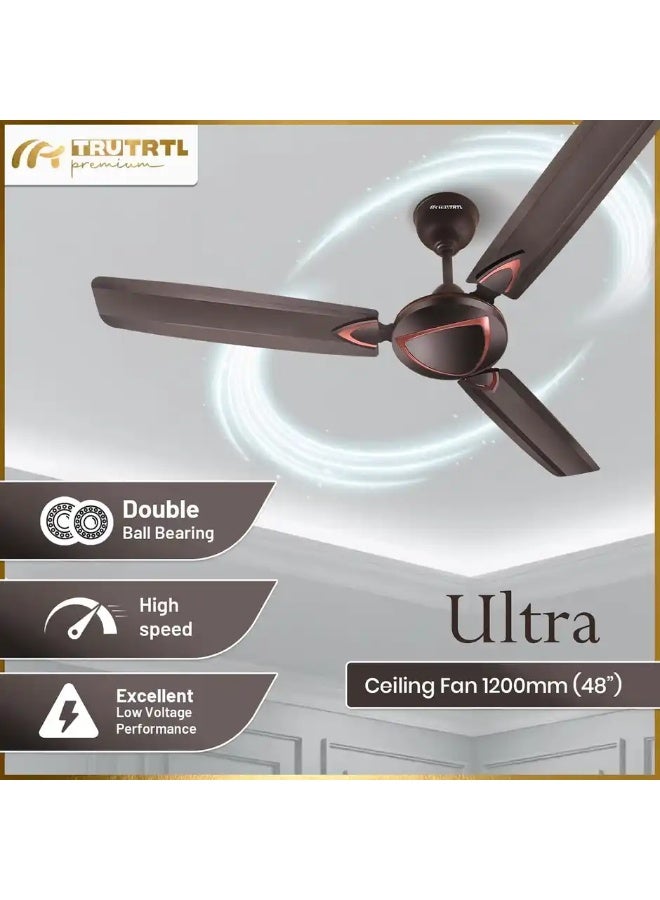 truTRTL Premium Ultra Ceiling Fan, 1200mm/48 inch, High-Speed, Energy Saving, Copper Brown - Image 2