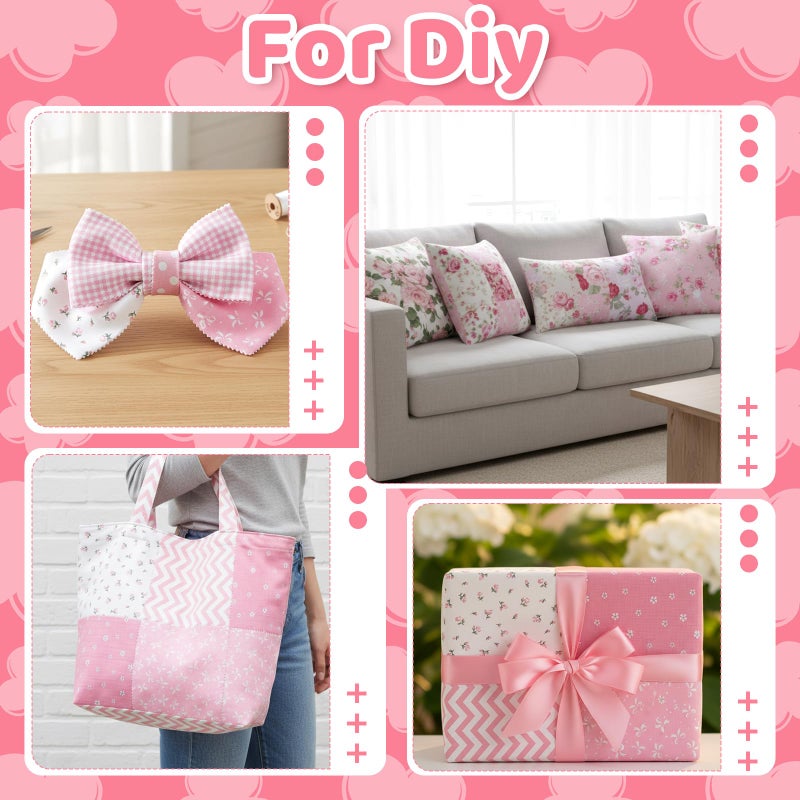 Exclaith 84 Pcs Pink Charm Packs for Quiltings, Cotton Quilting Fabric Bundles, 5 x 5-Inch Charm Squares Precut Quilting Fabrics, Cotton Fabric Squares for Sewing Project, Patchwork, DIY Crafts, Pink - Image 5