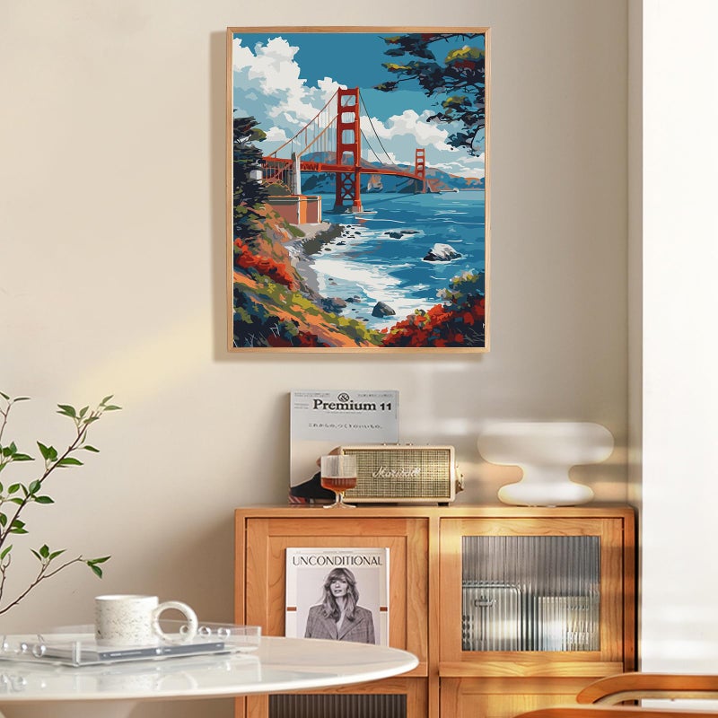 Fountor Paint by Numbers Kit for Adults Beginner, Golden Gate Bridge Adult Paint by Number Kits on Canvas Without Frame, San Francisco Scenery Oil Paint by Numbers for Home Decor Gift 16â€ W x 20â€L - Image 2
